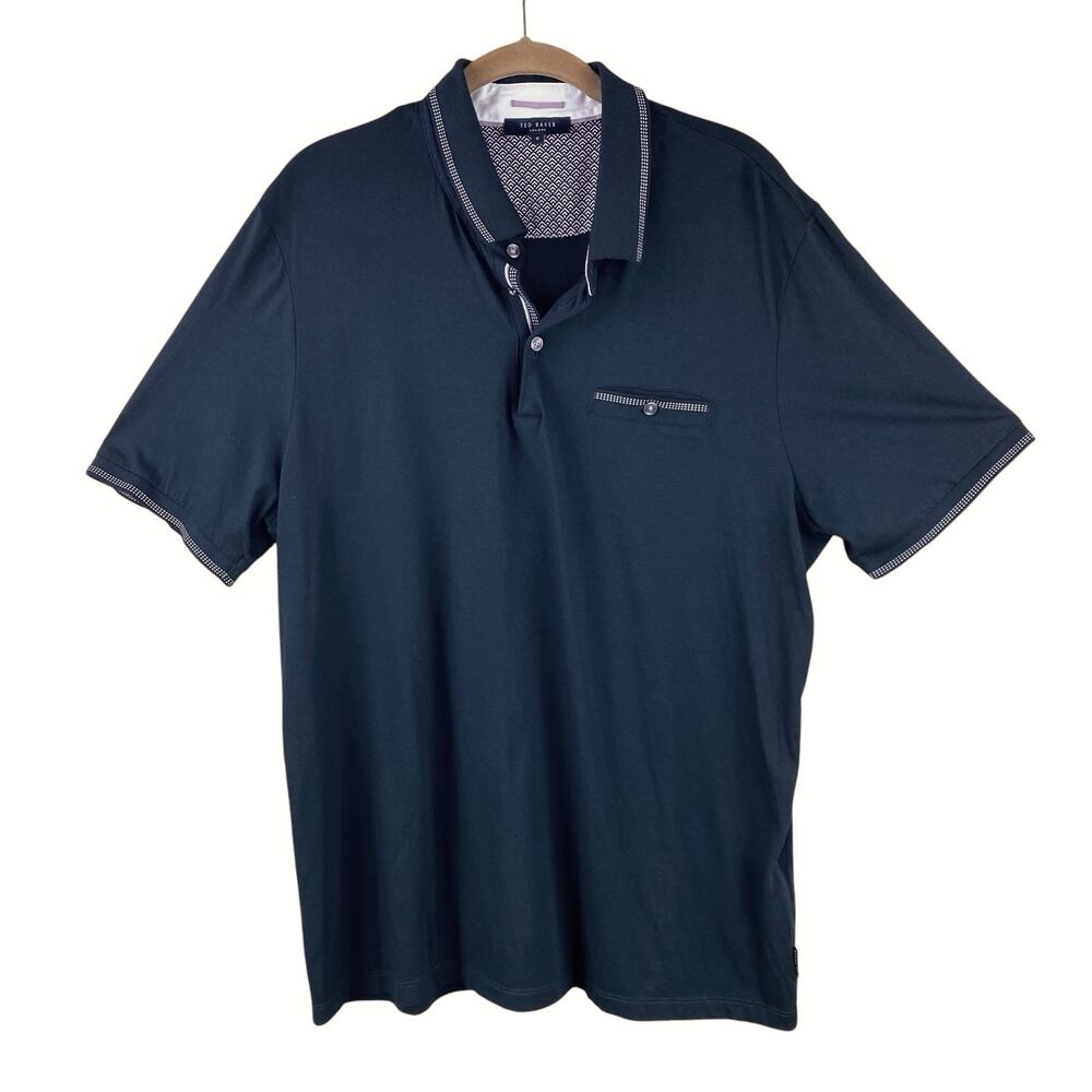 Ted Baker Navy Blue Polo Shirt Size 6 Summer Nautical Resort Coastal Classic